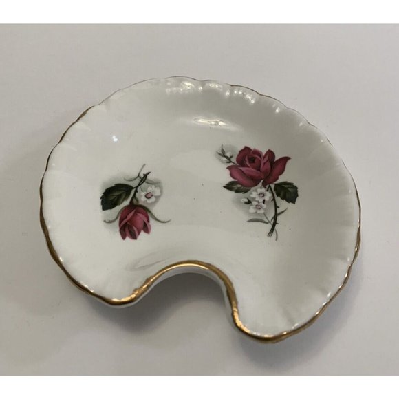 Royal Dover China Bone China England Vintage Trinket Dish Two Roses Gold Trim - Picture 5 of 10